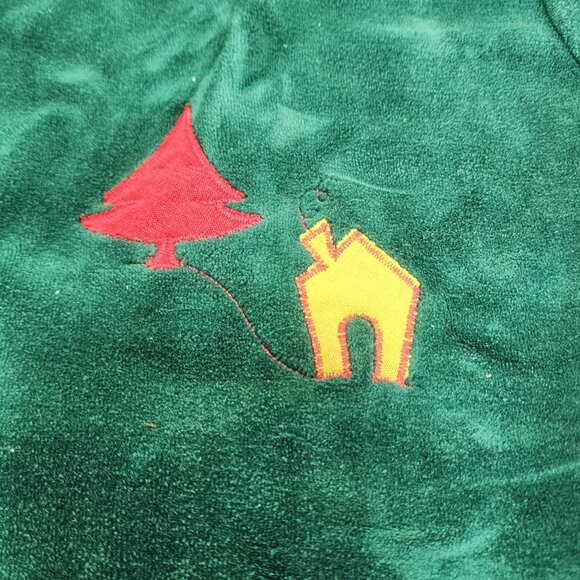 Vintage Health-tex Green Terry Cloth Baby Romper Christmas Tree House... - Picture 2 of 5